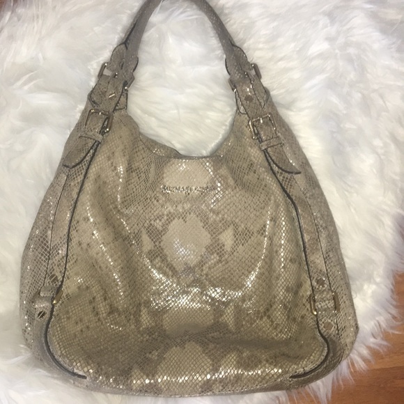 Large Michael Kors Bedford Angora Tan Python Bag - Picture 8 of 8